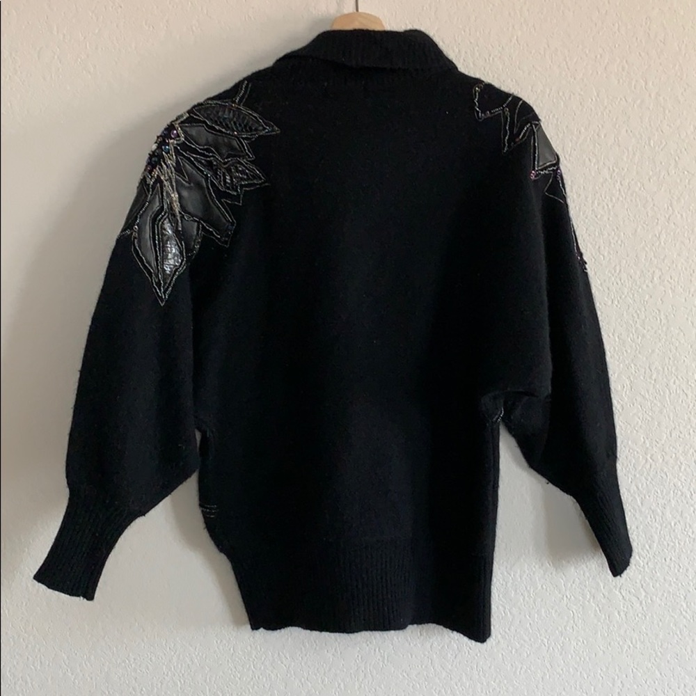 Vintage Black Cowl Neck Sweater with Embellishments - Picture 8 of 16